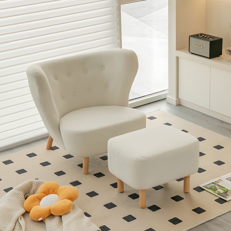 Sharpdo Modern Nordic Upholstered Accent Lounge Chair with Ottoman, Soft Fabric Armchair for Living Room Bedroom Reading Corner - Image 1